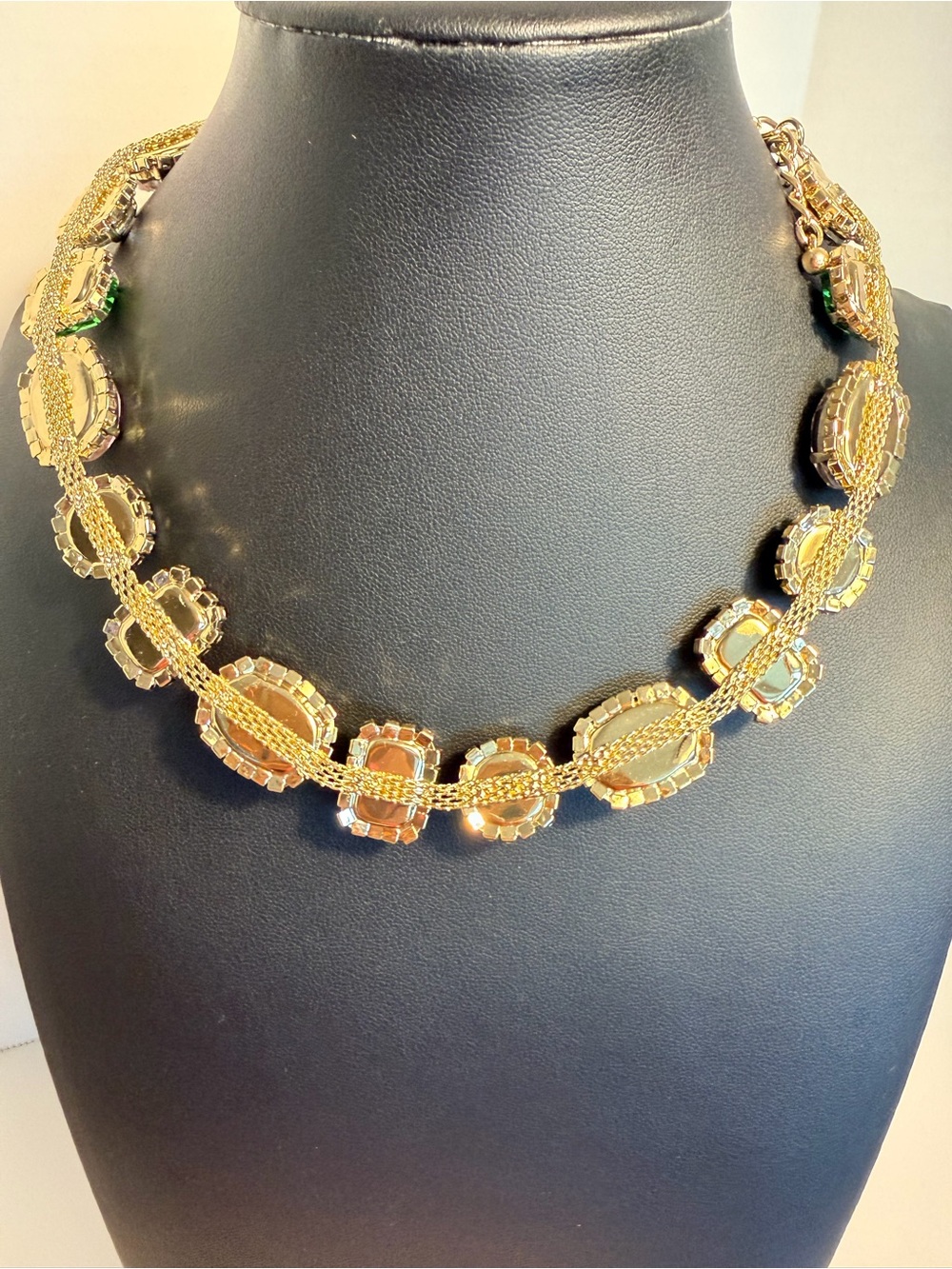 Eye Candy Gold Tone Pink, Blue, Green & Purple Faceted Crystal And Pave Necklace - Picture 10 of 10